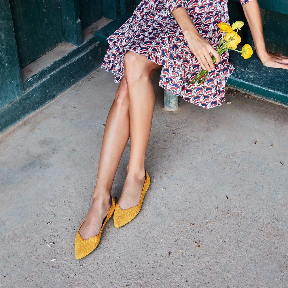 Rothy's The Point Marigold Yellow flats, size 8